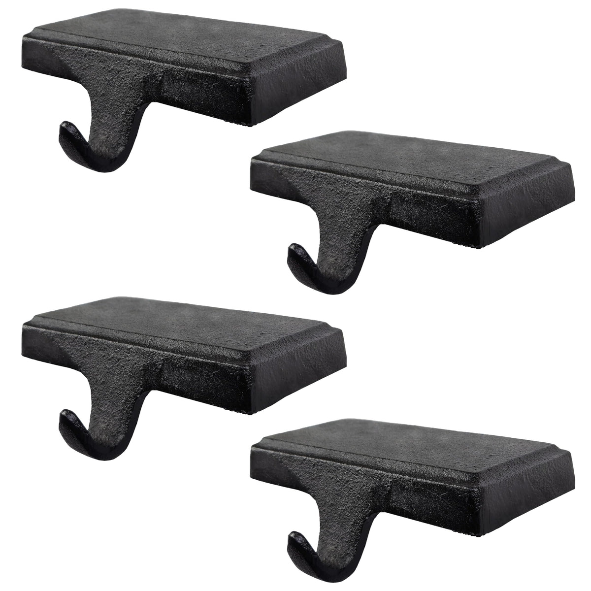 Lulu Decor front view of black cast iron stocking holders showing simple design and balance
