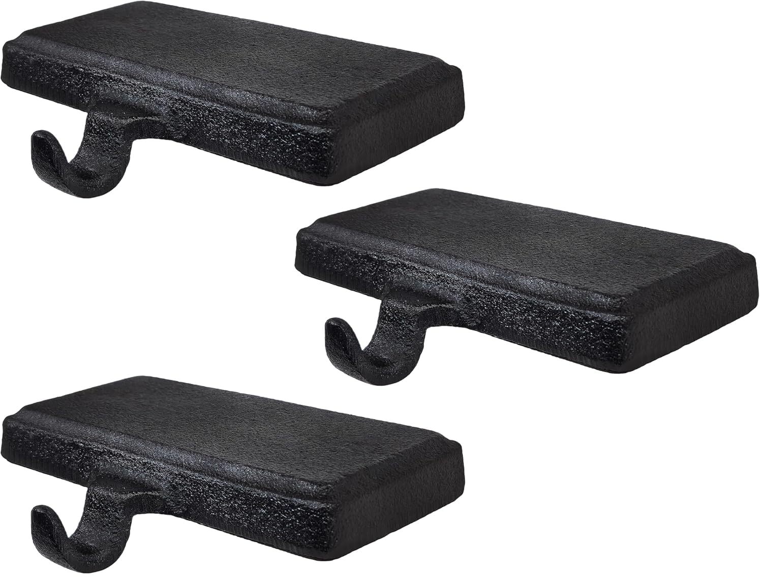 Lulu Decor front view of three black stocking holders showing uniform elegant display and stability