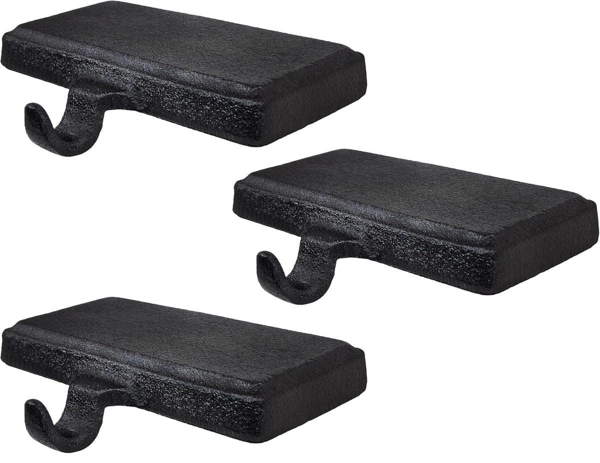 Lulu Decor front view of three black stocking holders showing uniform elegant display and stability