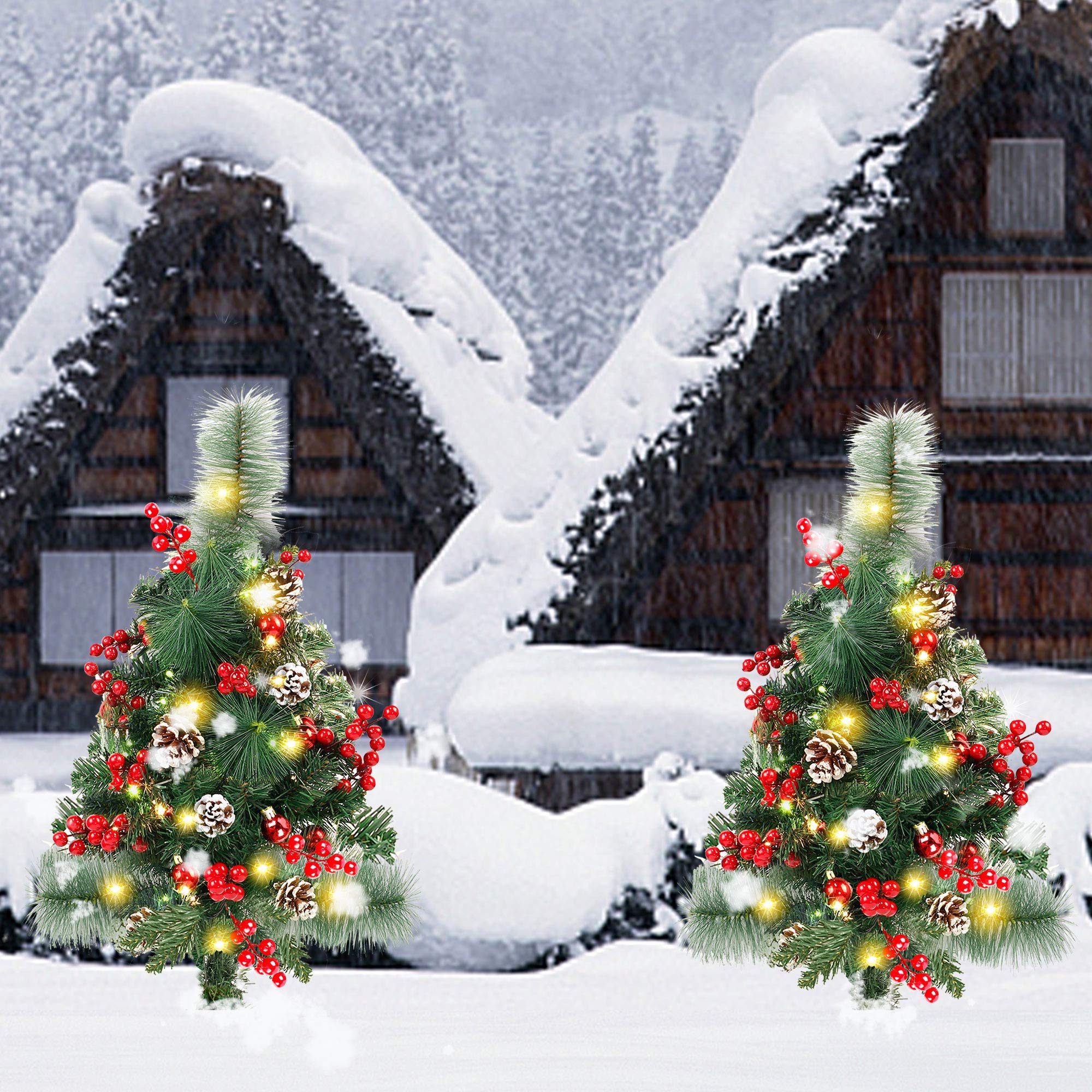 Lulu Home tree next to a ruler showing accurate 2 foot height and compact scale
