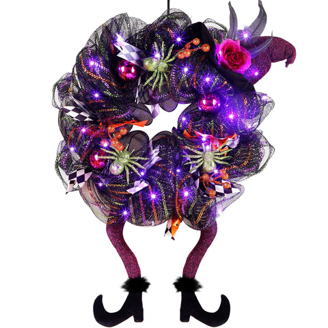 Lulu Home wreath front view showing full Halloween decoration and impact