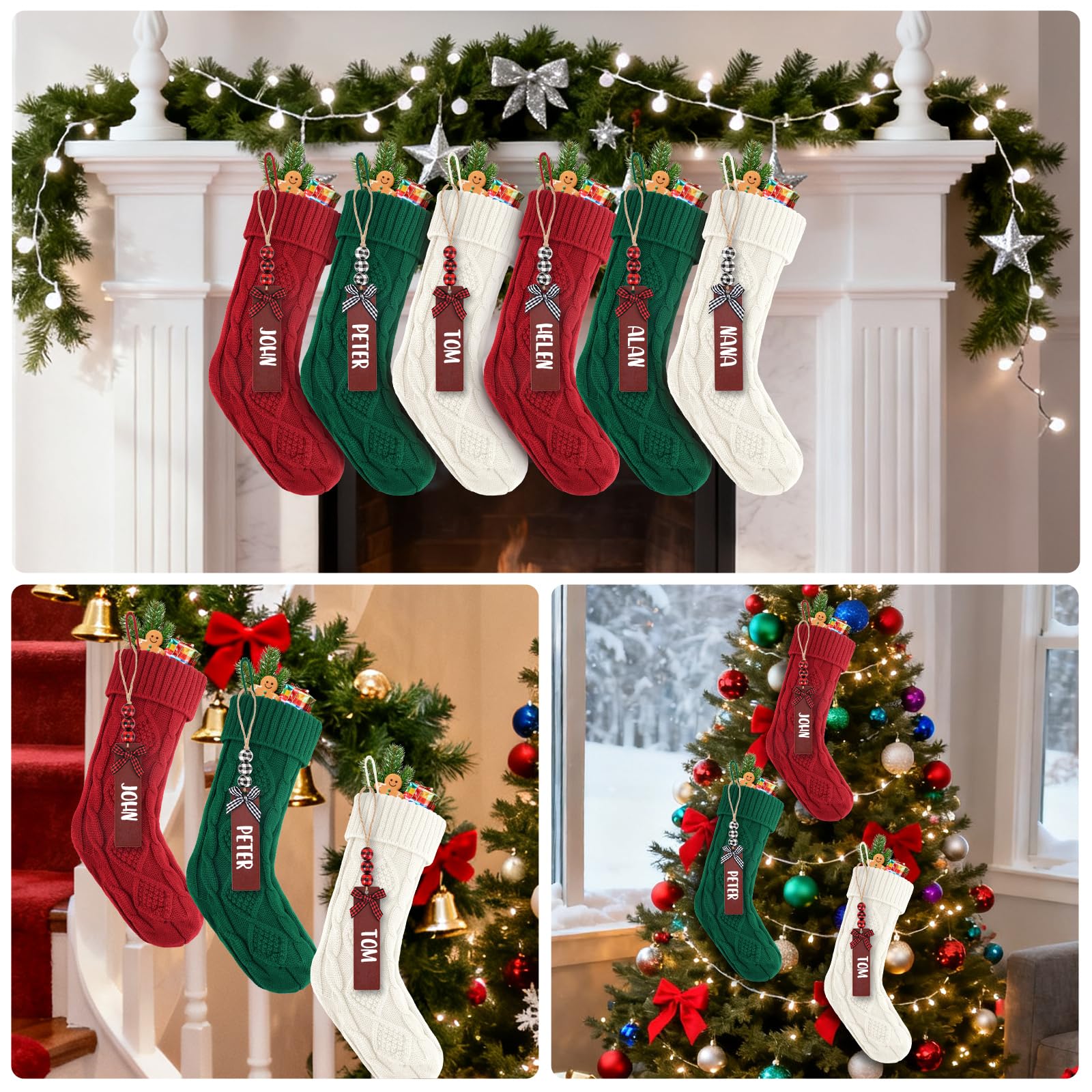 LumaBria stockings in a cozy fireplace scene showing festive atmosphere benefit