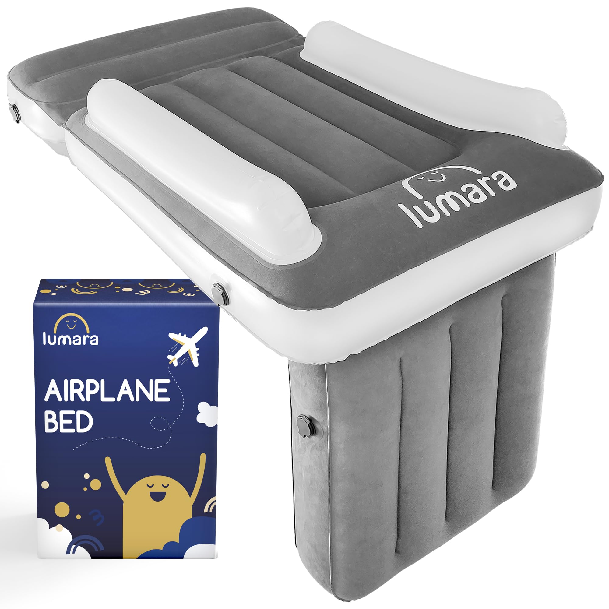 LUMARA front view of toddler airplane bed showing full sleeping surface and benefit comfort