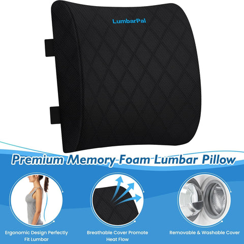 LumbarPal memory foam close-up showing dense resilient foam comfort