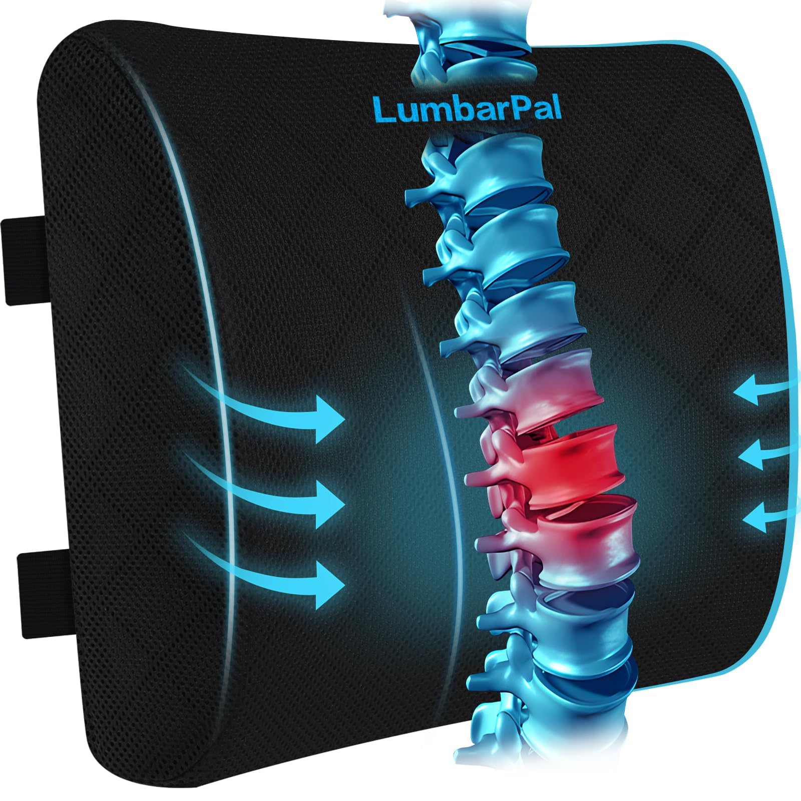 LumbarPal front view showing shape and compact design for better posture