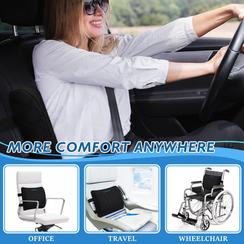 LumbarPal used on office chair showcasing improved sitting posture