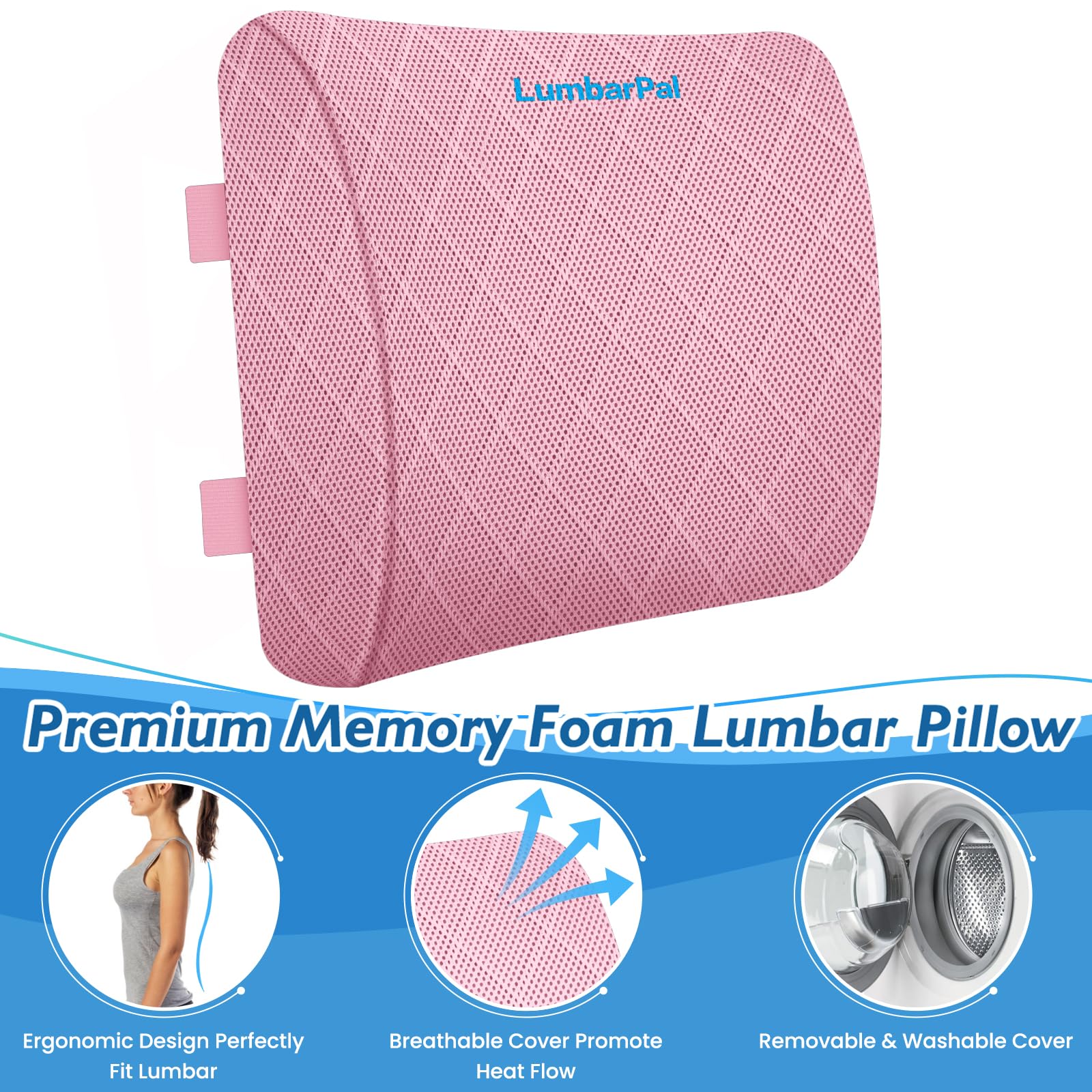 LumbarPal side profile highlighting contoured design for lumbar alignment