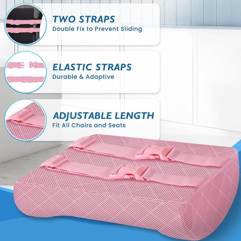 LumbarPal adjustable straps and buckles securing cushion in place