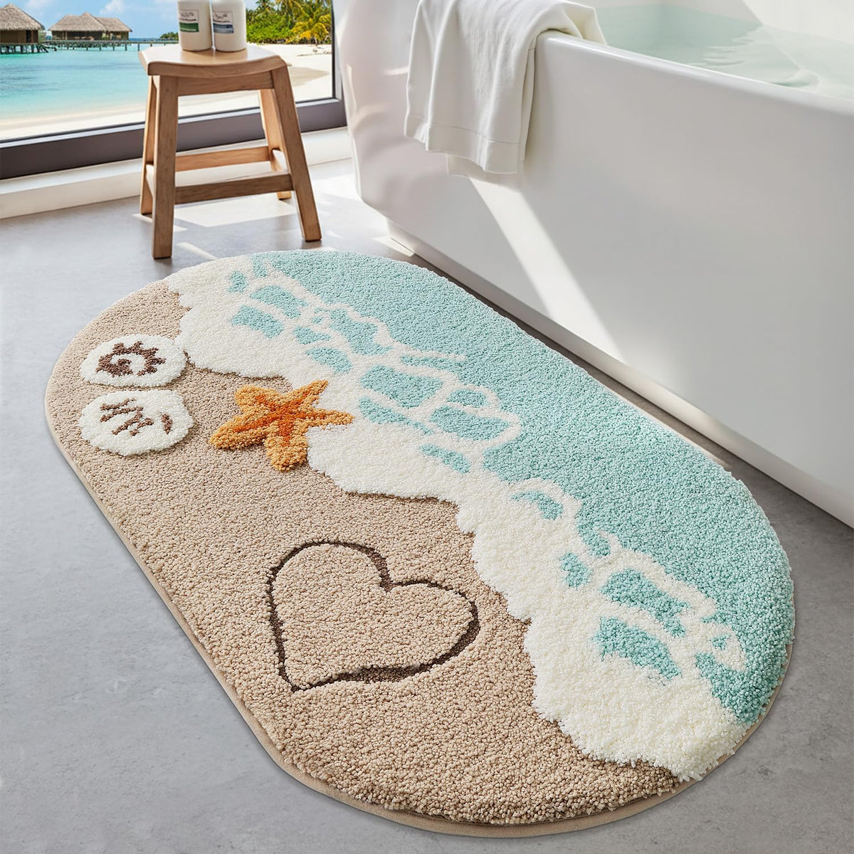 LUMI front view of rug showing ocean-inspired design and soft look