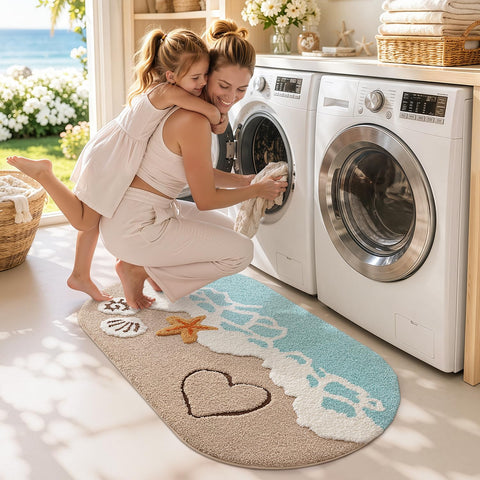 LUMI rug placed in bathroom providing dry stepping surface benefit