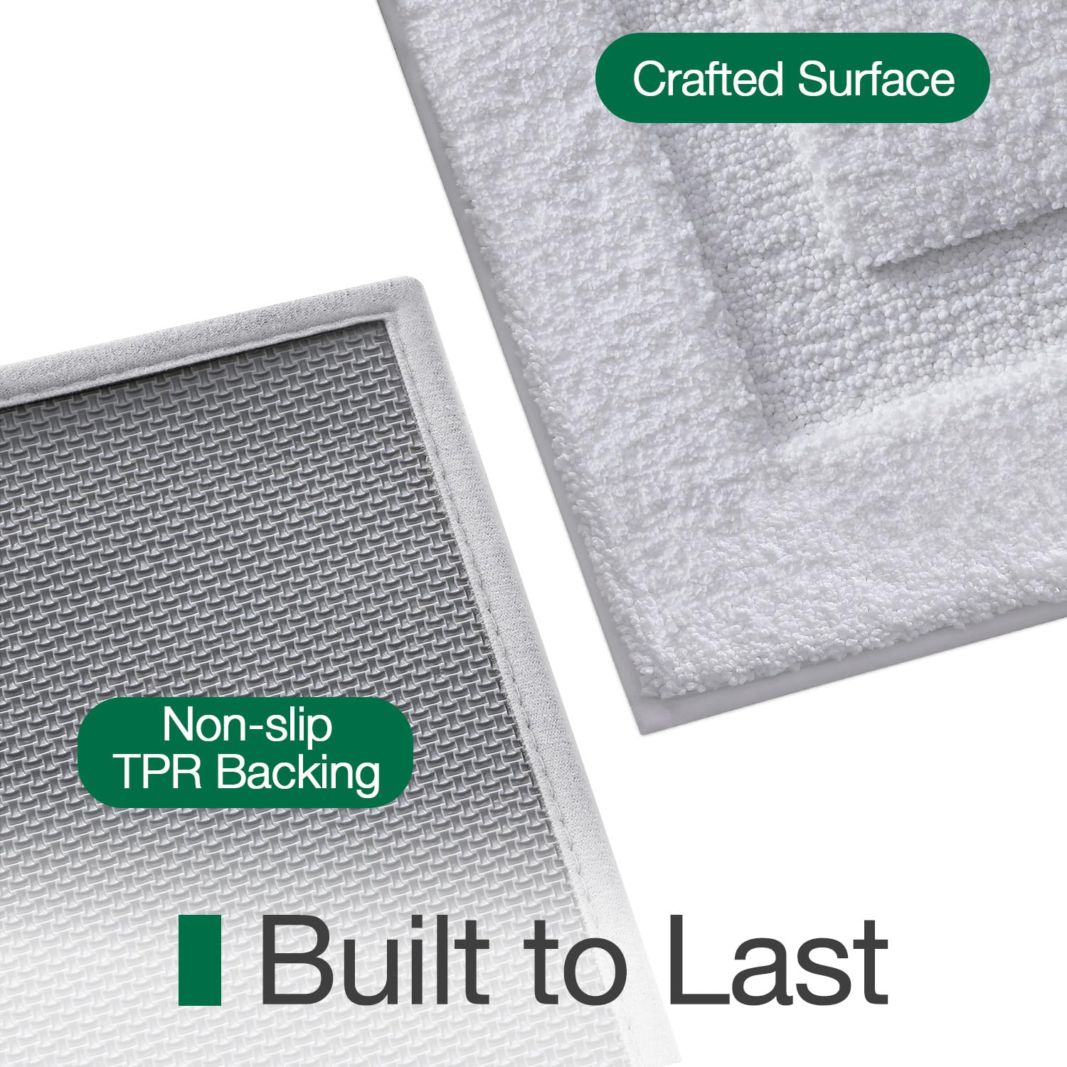LUMI rug in bathroom setting protecting floor and adding elegance