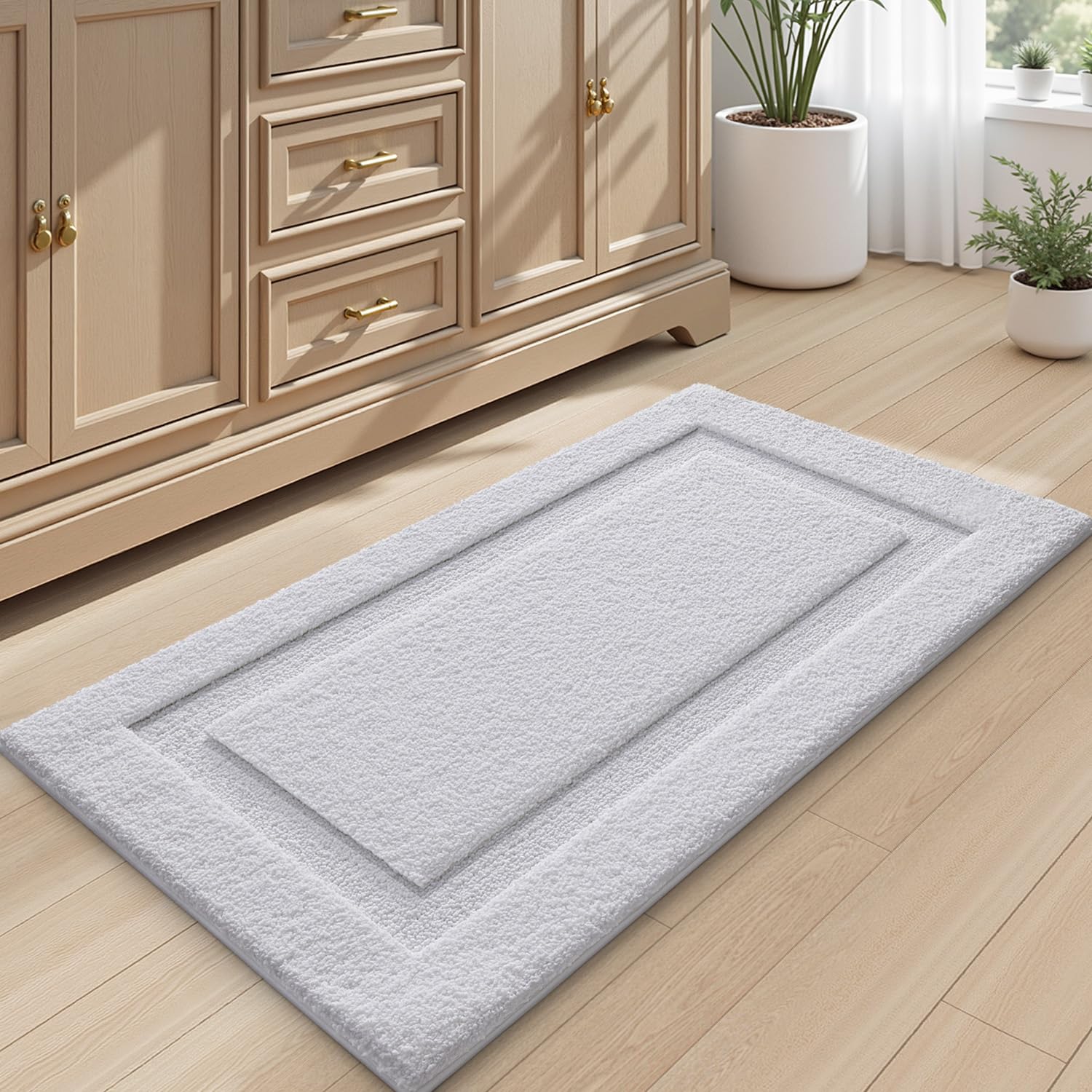 LUMI rug placed in front of sink offering waterproof protection