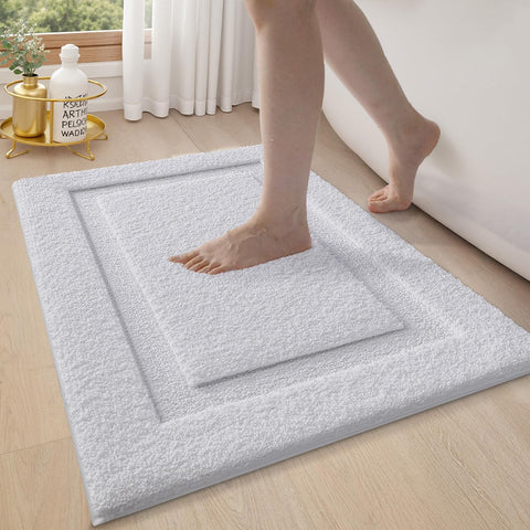 LUMI front view of white bath rug showing plush comfort and style