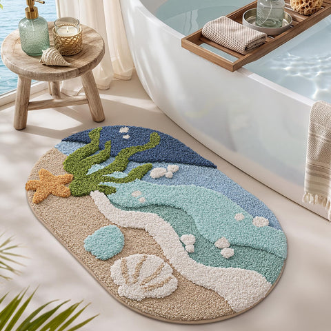LUMI rug placed in a bathroom setting adding style and safety