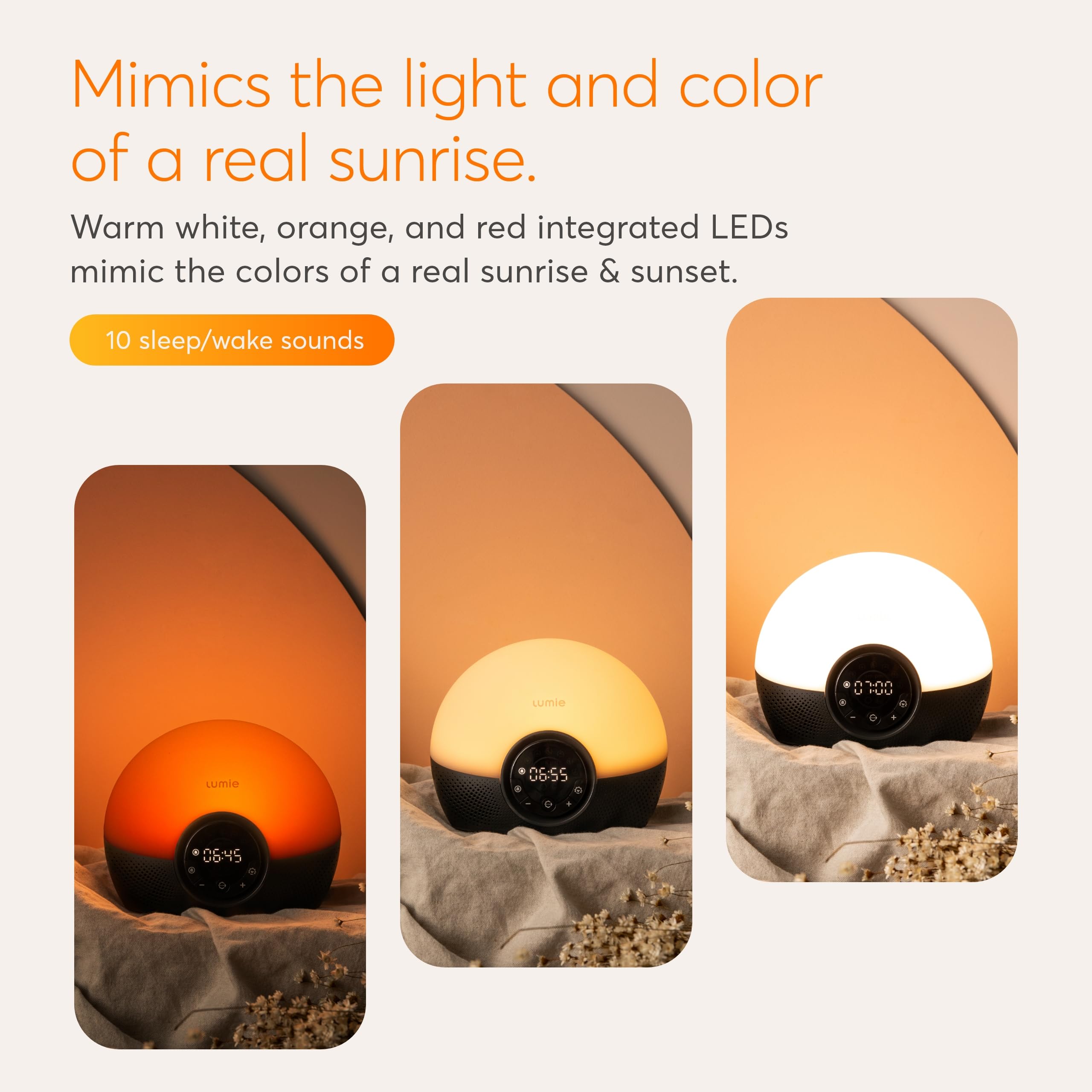 Lumie Bodyclock Glow 150 top controls close-up showing easy setup and quick adjustments benefit