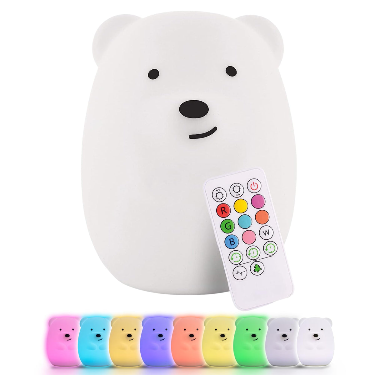 Lumipets bear front view showing cuddly silicone and warm glow benefit