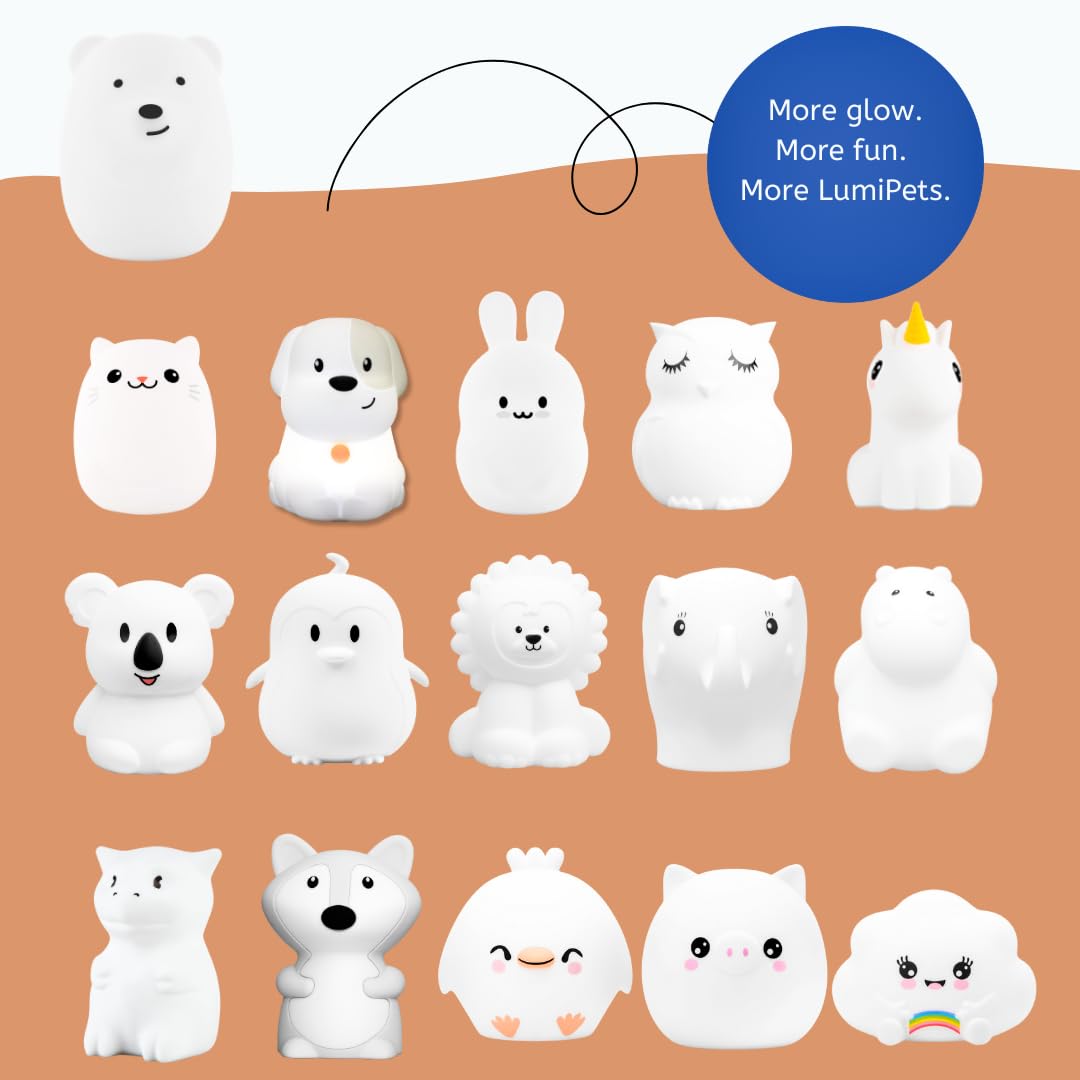 Lumipets bear child squeezing it showing tactile comfort and safety