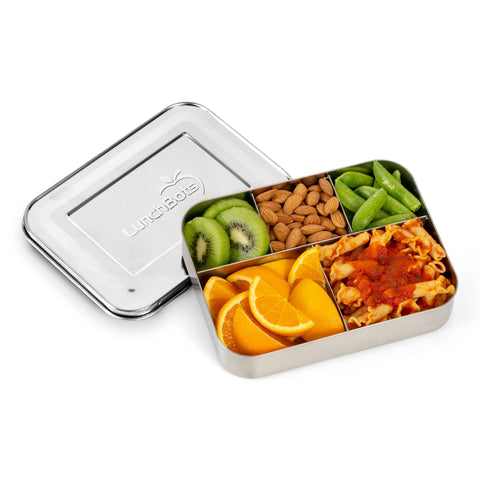LunchBots Cinco top view revealing five compartments for tidy portioning benefit