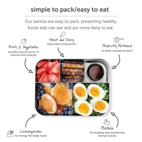 LunchBots medium quad inside backpack demonstrating portability and organized lunch storage