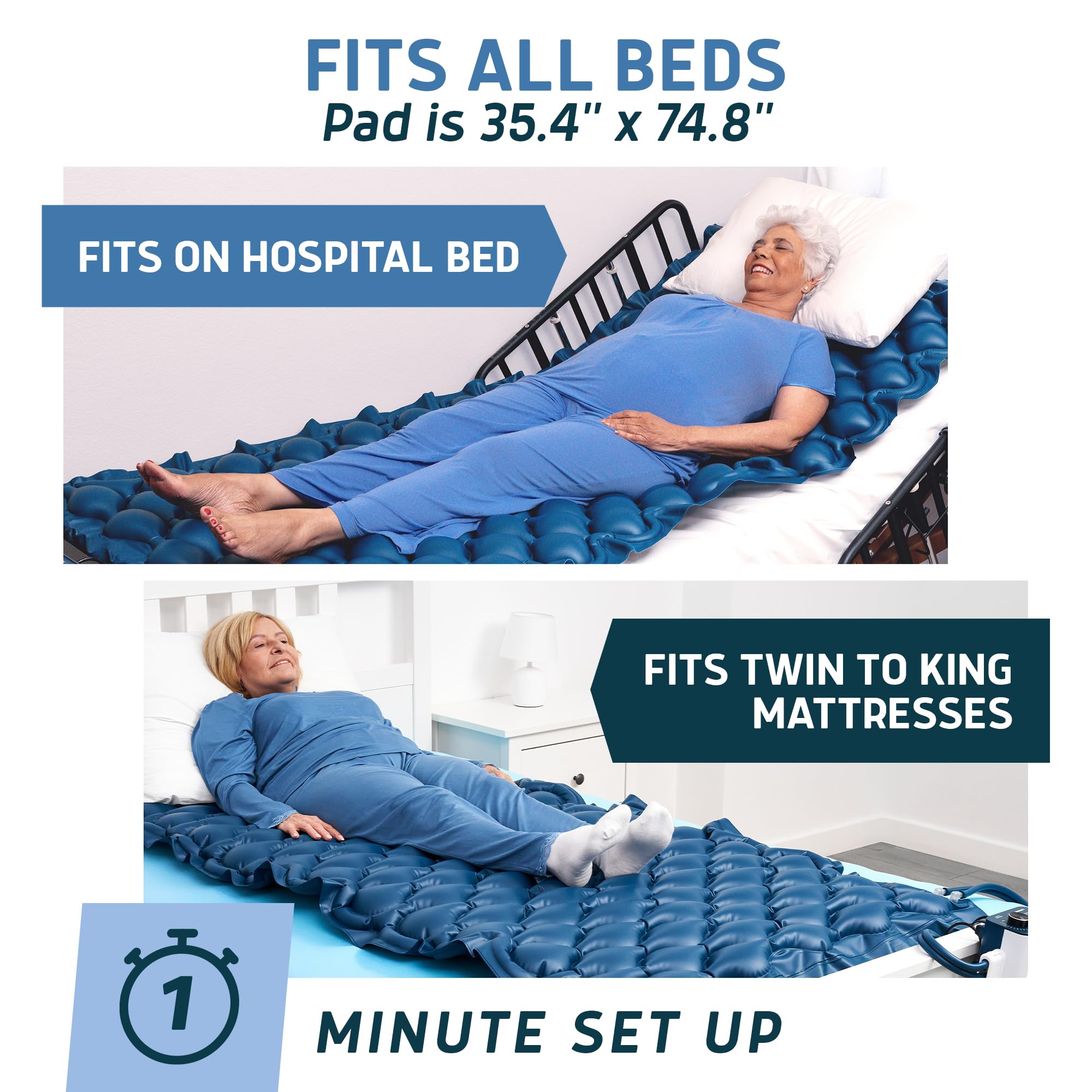 Lunderg pad installed on a home mattress, provides therapeutic support at home