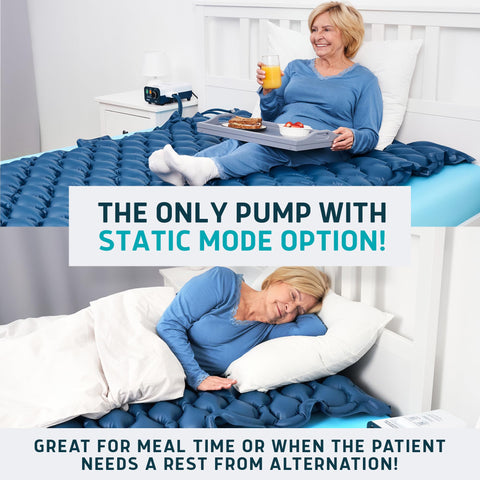 Lunderg pad on queen bed lifestyle scene demonstrating comfortable, medical support