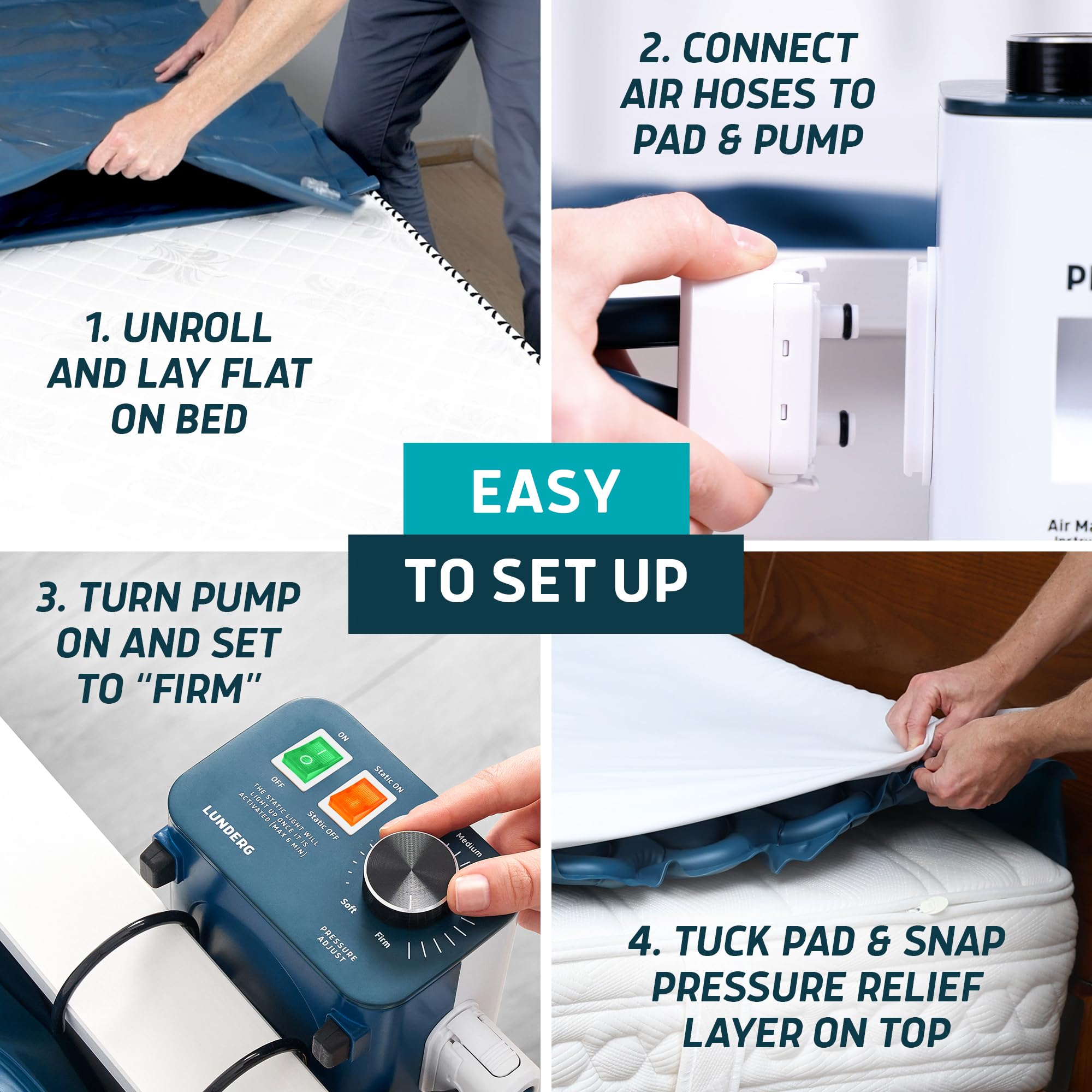 Lunderg pressurelief lifestyle bedroom setting showing discreet clinical support