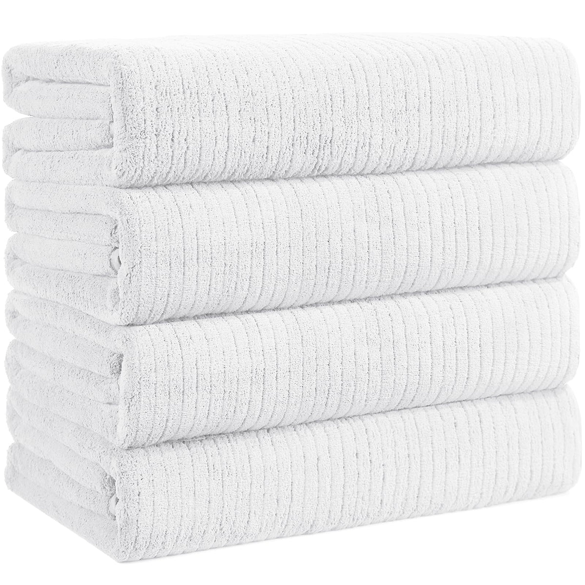 Lunoku front view of four-towel pack showing color and size benefits