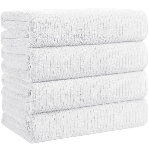 Lunoku front view of four-towel pack showing color and size benefits