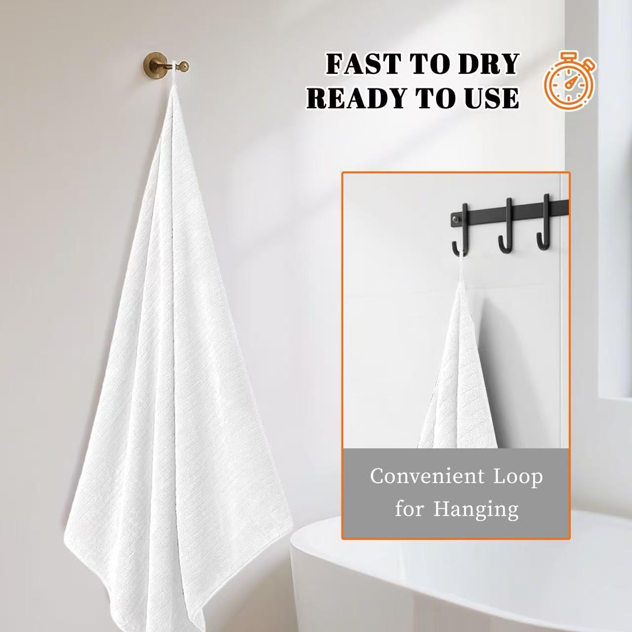 Lunoku folded towel stack showing compact storage benefit