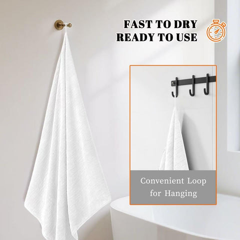 Lunoku folded towel stack showing compact storage benefit
