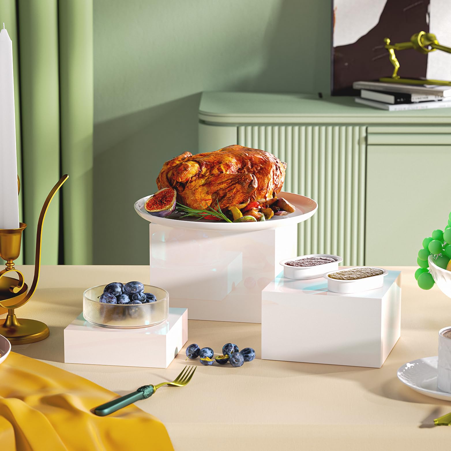 LUOBAO risers on wedding table showing elegant catering presentation benefit