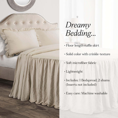 Lush Decor photo showing bedspread reaching floor emphasizing full coverage benefit
