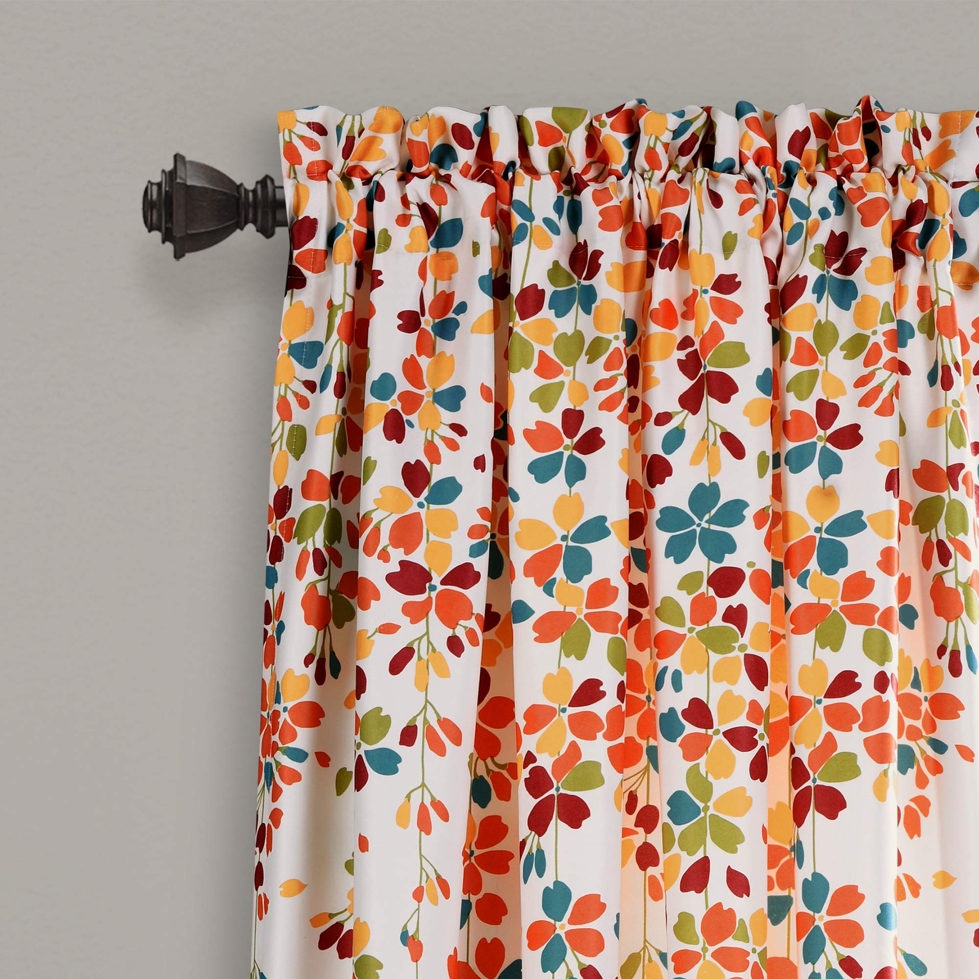 Lush Decor close-up of turquoise and tangerine floral print for visual impact
