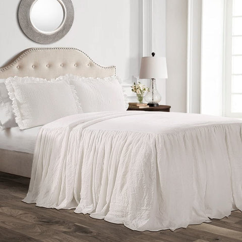 Lush Decor front view bedspread set showing full ruffle and floor coverage benefit