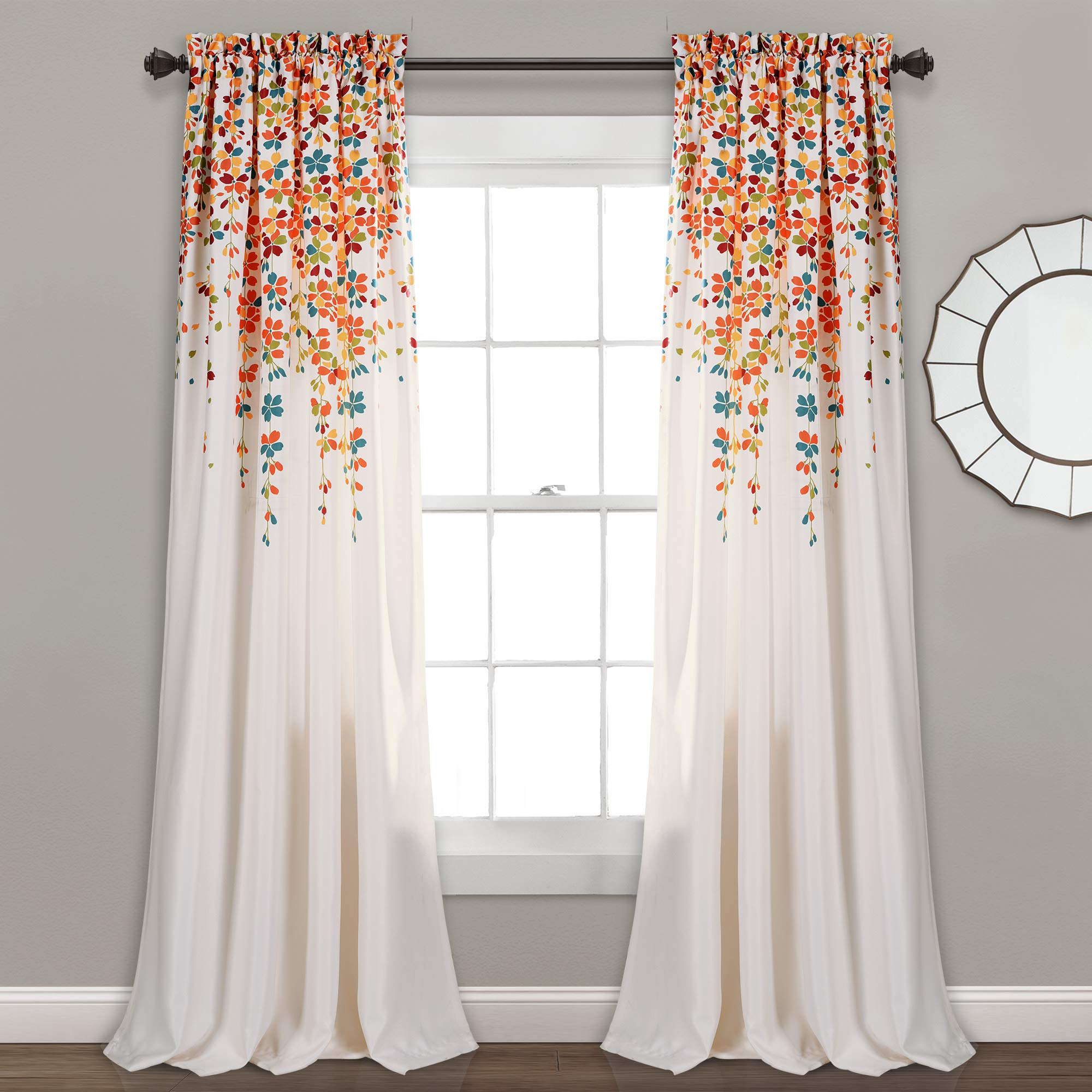 Lush Decor front view of floral panels showing color and benefit of brightening room