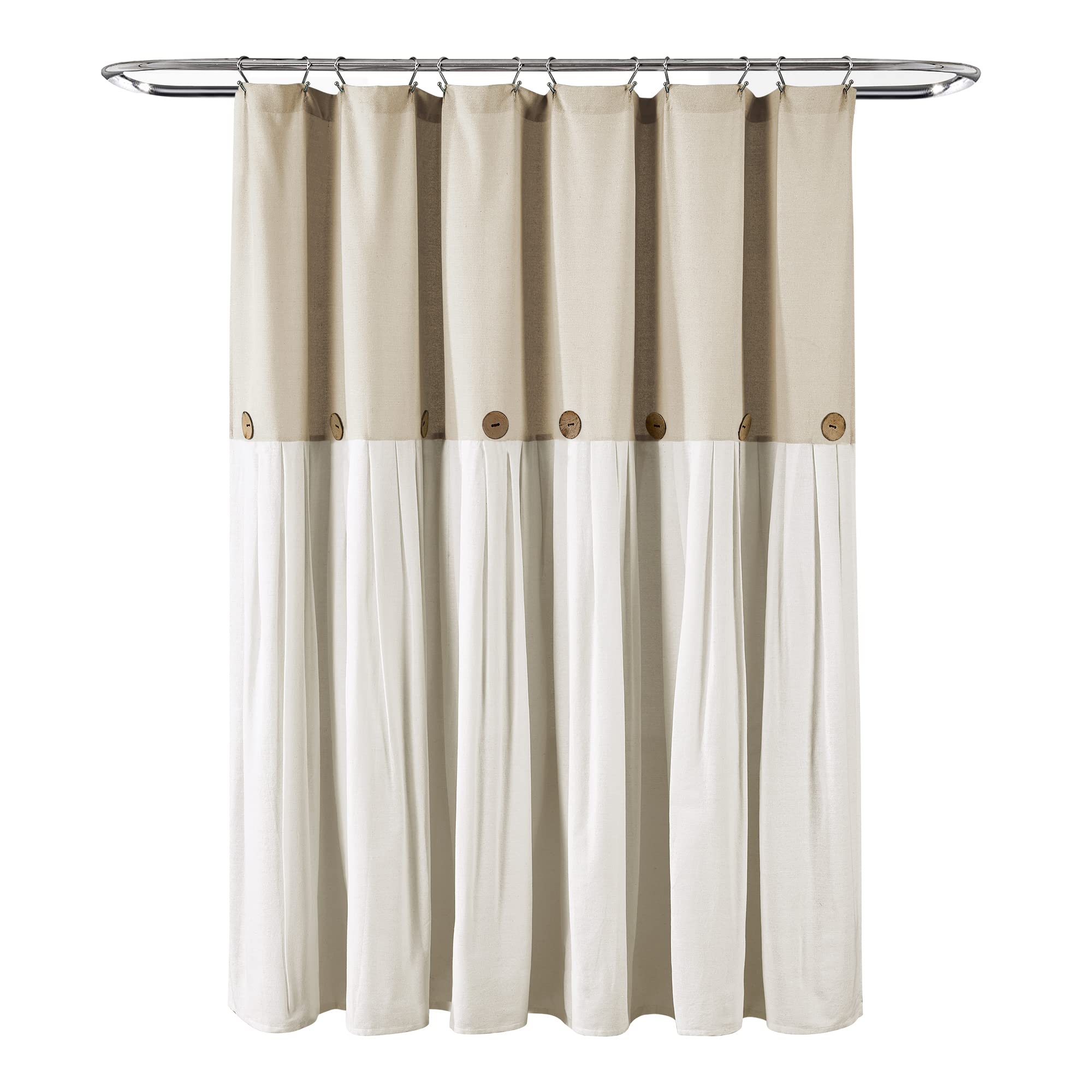 Lush Decor top view showing 12 buttonholes for easy hanging and durability