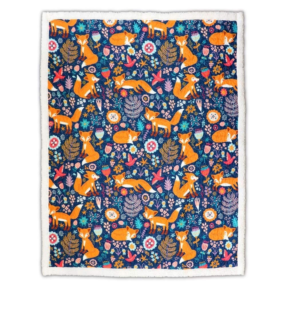 Lush Decor pixie fox folded showing blanket size and compact transport for easy storage