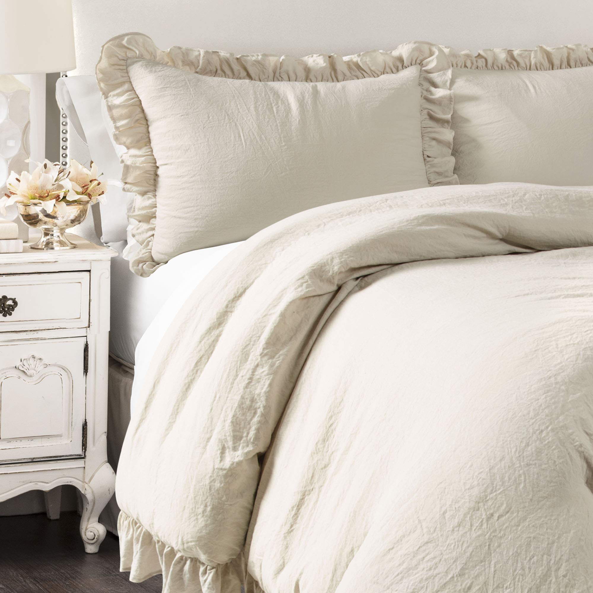 Lush Decor Reyna close-up of ruffle trim highlighting delicate detail and feminine charm