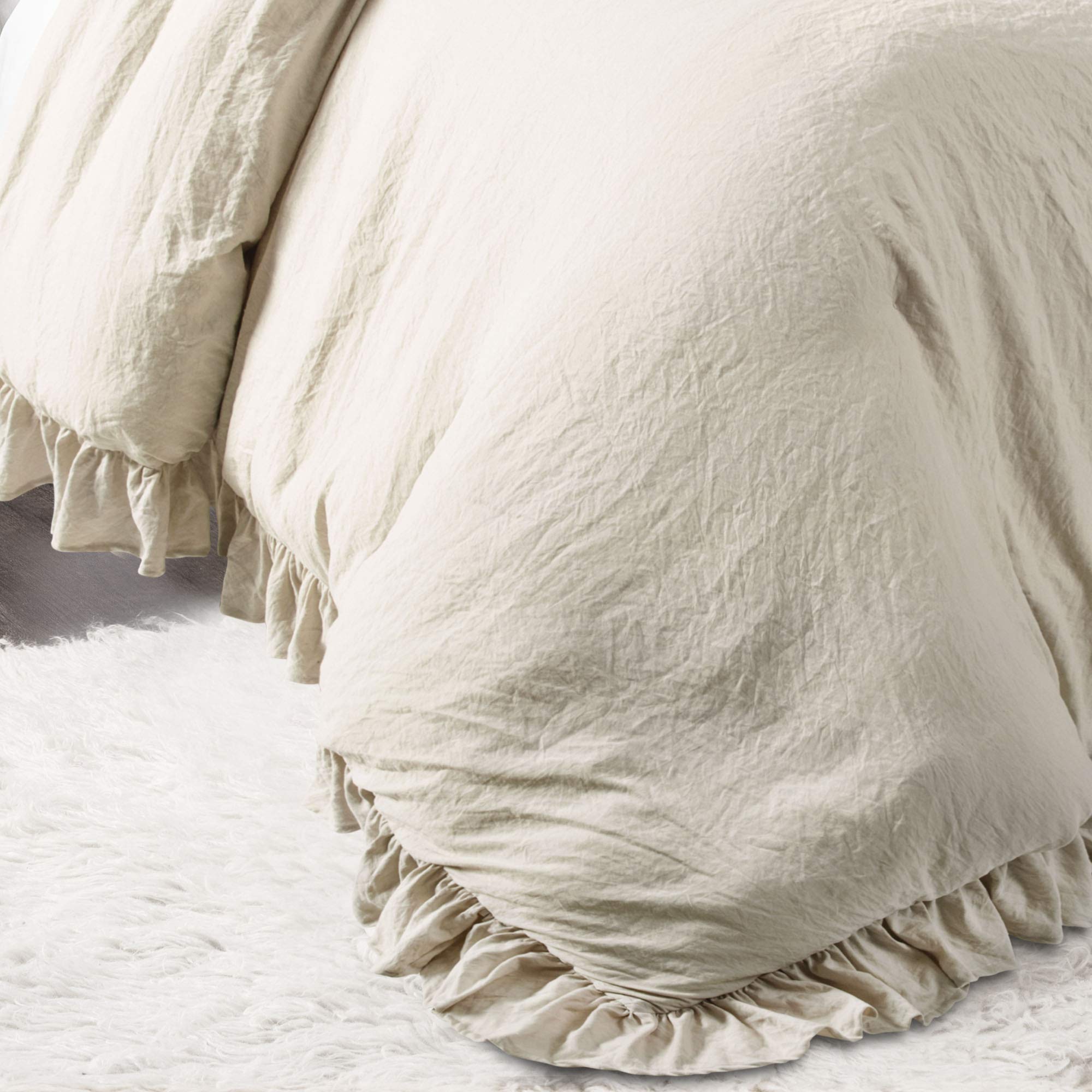 Lush Decor Reyna microfiber crinkle texture close-up illustrating soft breathable finish