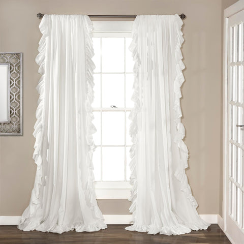 Lush Decor Reyna front panel hung on rod showing elegant ruffled silhouette