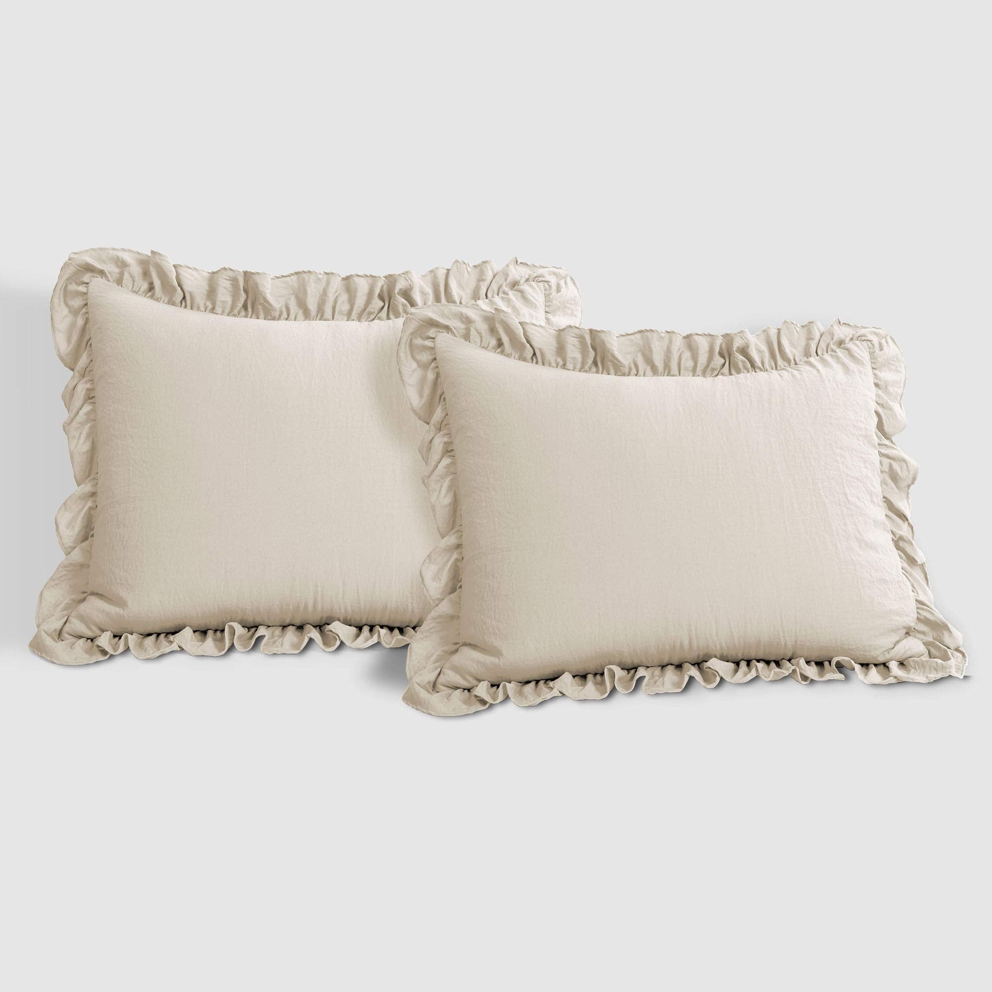 Lush Decor Reyna pillow shams detail showing ruffled borders and coordinated bedding look