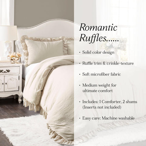 Lush Decor Reyna on king bed with scale comparison showing full coverage and fit