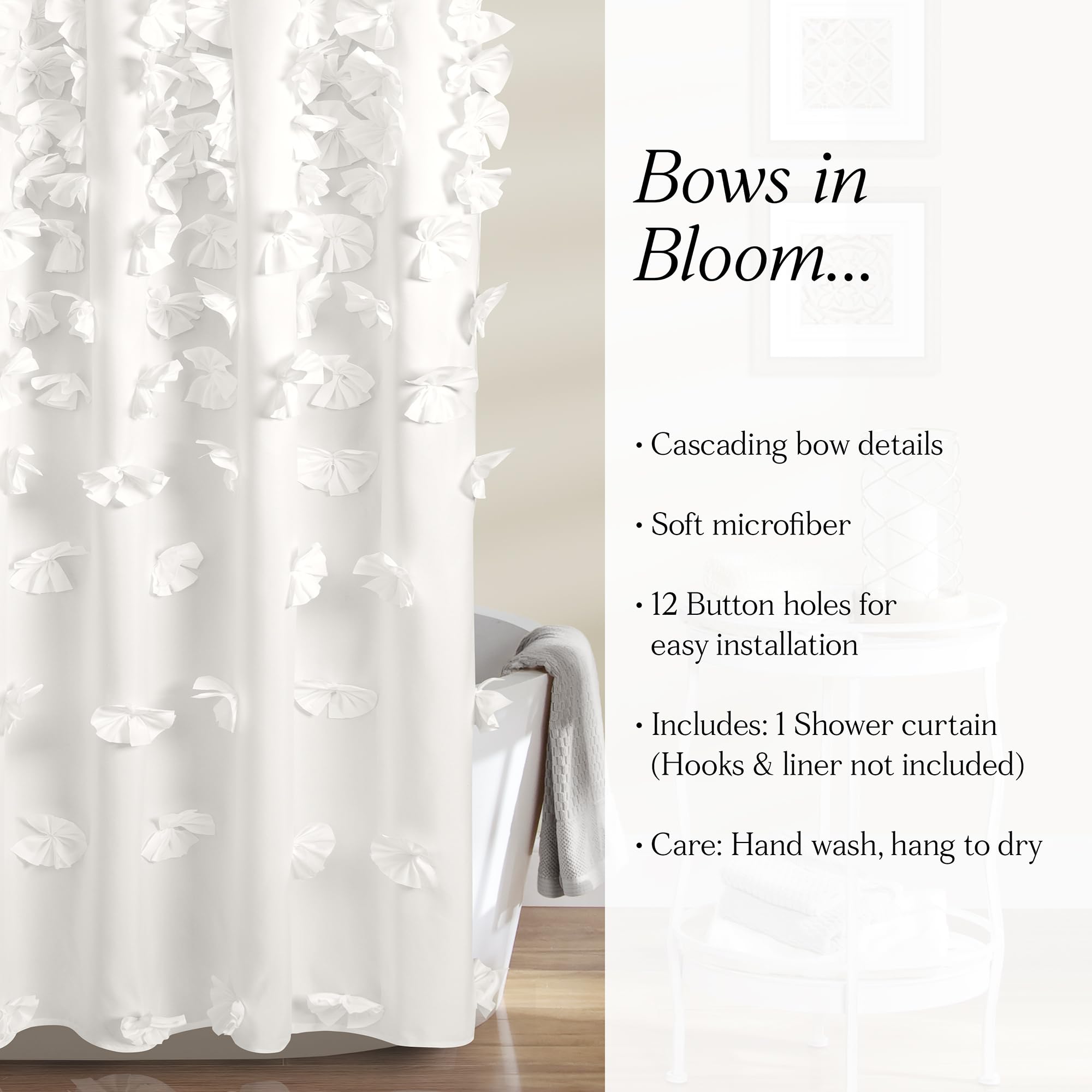 Lush Decor Riley styled in a bathroom showing feminine decor and relaxed ambiance