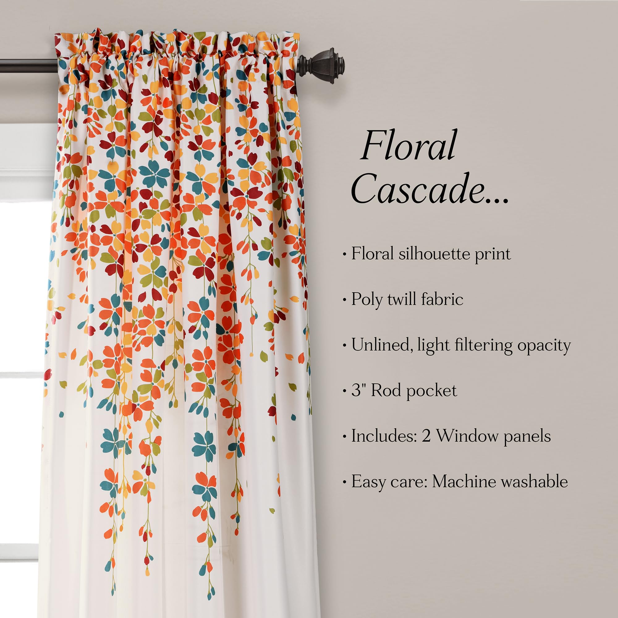 Lush Decor panels next to chair to show scale and full window coverage benefit