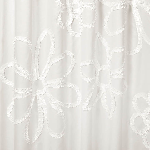 Lush Decor side view hung on a rod showing drape and easy installation benefit