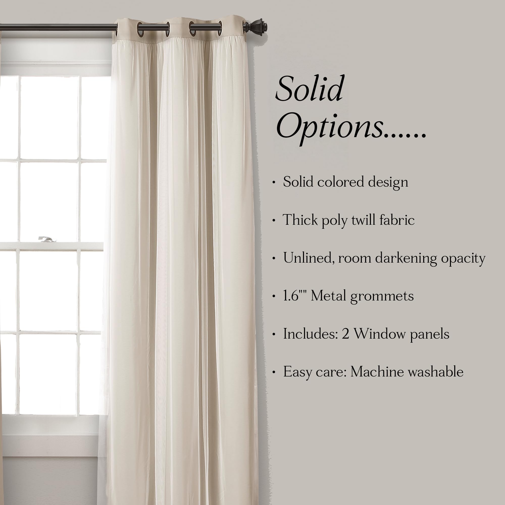 Lush Decor scale comparison with measuring tape showing 38 by 84 inch panel dimensions
