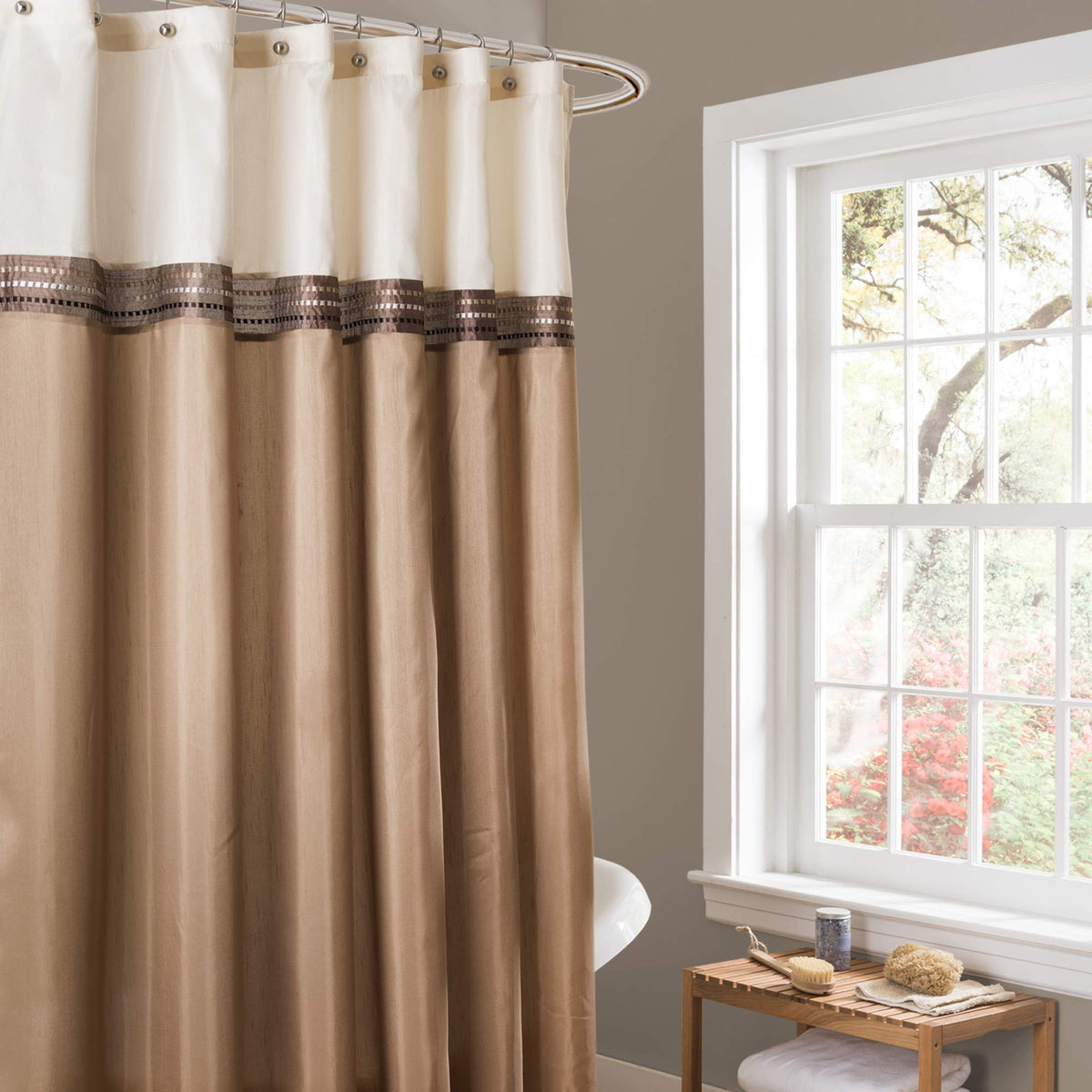 Lush Decor Terra front panel showing beige and ivory color blocking and elegance