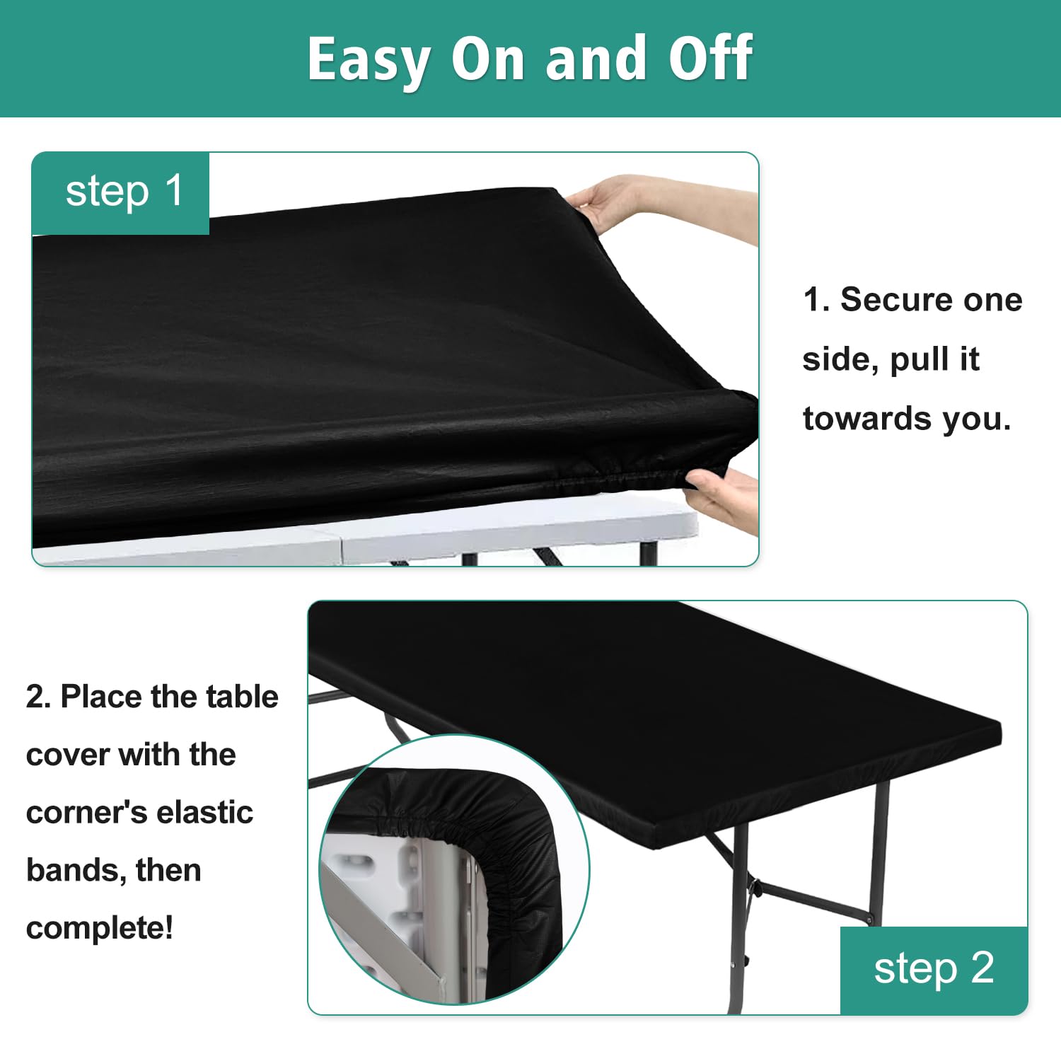 LUSHVIDA full 6ft folding table covered showing correct fit and scale