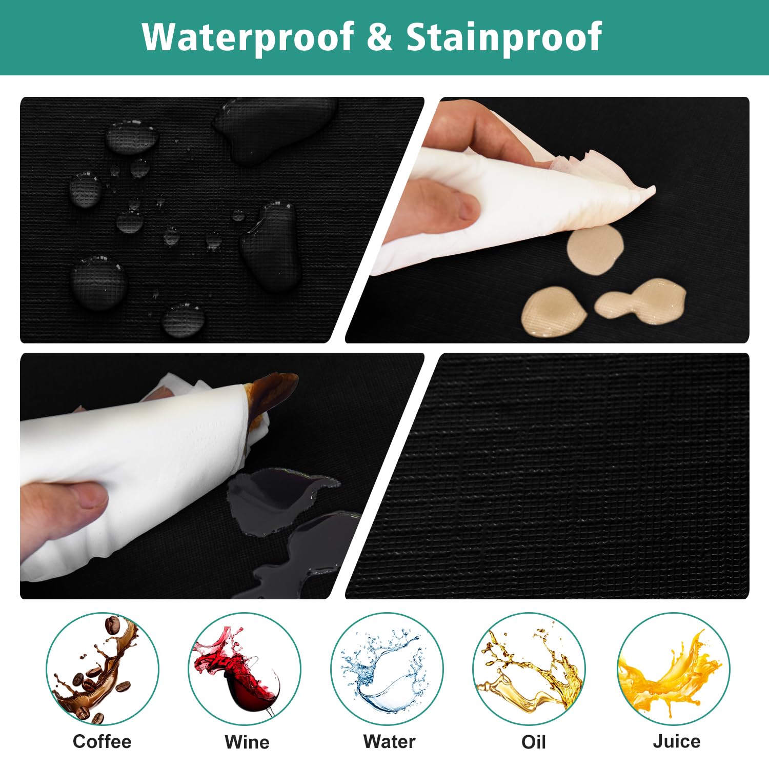 LUSHVIDA vinyl waterproof surface with spill wiped clean for easy maintenance