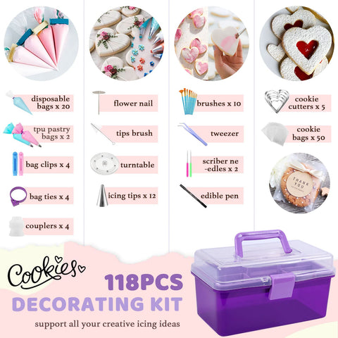 LUSHYUM display of reusable and disposable piping bags with couplers for faster tip changes